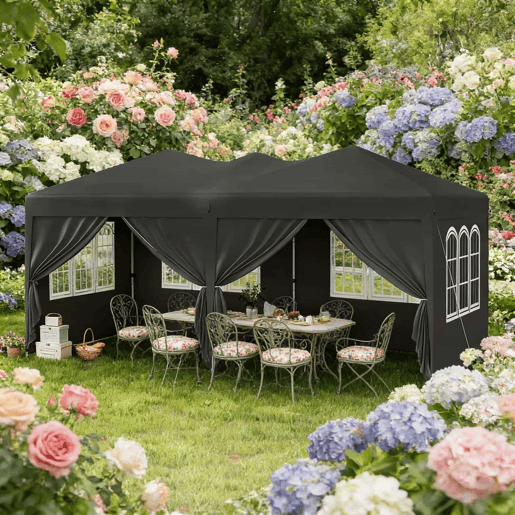 Gazebo de jardim 581 x 293 x 265 cm u2013 dobrável, espaçoso, com área de privacidade e saco de transporte u2013 Cinzento Gazebo de jardim 581 x 293 x 265 cm u2013 dobrável, espaçoso, com área de privacidade e saco de transporte u2013 Cinzento