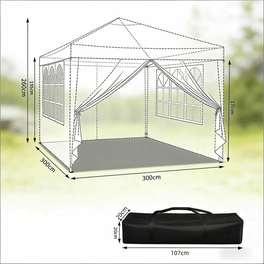 Gazebo de jardim 300x300 cm - resistente para uso no exterior, pátio, casamentos e eventos - antracite