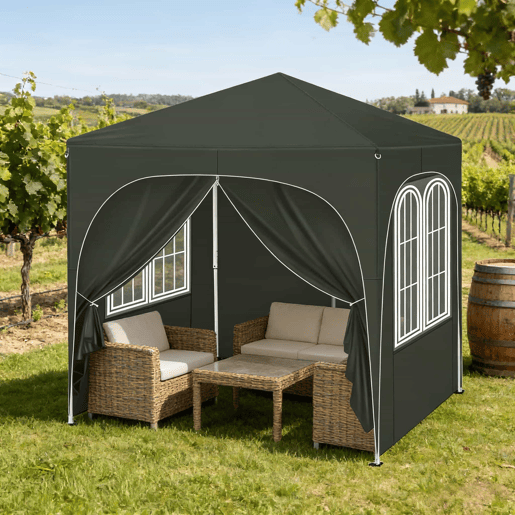 Gazebo de jardim 200x200x250 cm - Proteção exterior para eventos e festas - Cinzento