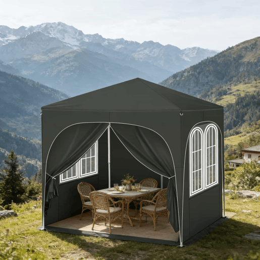 Gazebo de jardim 200x200x250 cm - Proteção exterior para eventos e festas - Cinzento