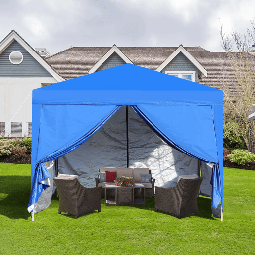 Tenda dobrável de 3 x 3 m - impermeável, resistente, com 4 paredes laterais, proteção UV 50+ e estrutura de aço - Azul