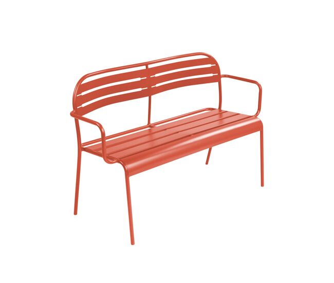 Banco exterior de acero, 2 plazas, amelia, terracotta, 118x52x80 cm