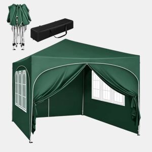 Tenda de jardim 300 x 300 cm - Dobrável, com proteção solar e saco de transporte - Verde