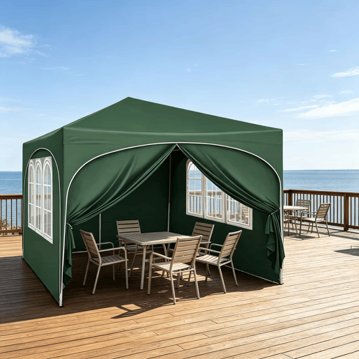Tenda de jardim 300 x 300 cm - Dobrável, com proteção solar e saco de transporte - Verde