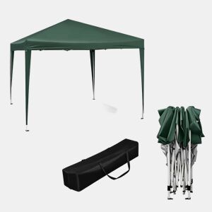 Gazebo dobrável 300x300 cm - portátil com saco de transporte, cobertura retrátil para exterior e festas - Verde