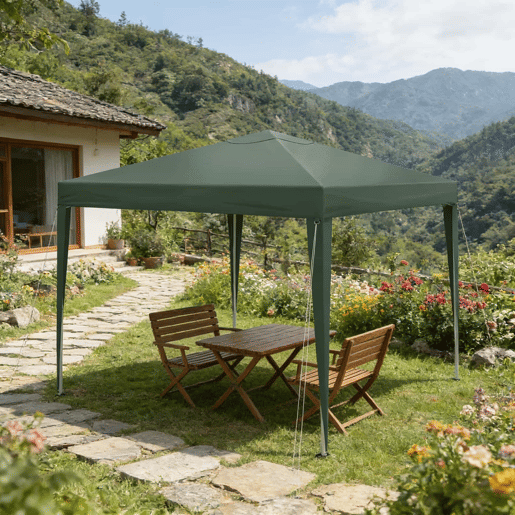Gazebo dobrável 300x300 cm - portátil com saco de transporte, cobertura retrátil para exterior e festas - Verde Gazebo dobrável 300x300 cm - portátil com saco de transporte, cobertura retrátil para exterior e festas - Verde