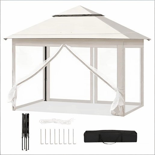 Gazebo 300 x 300 cm - portátil para jardim, pátio e eventos ao ar livre - Bege Gazebo 300 x 300 cm - portátil para jardim, pátio e eventos ao ar livre - Bege
