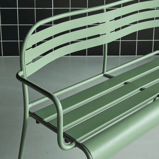 Banco de exterior em aço, 2 lugares, Amelia, Verde, 118x52x80 cm Banco de exterior em aço, 2 lugares, Amelia, Verde, 118x52x80 cm