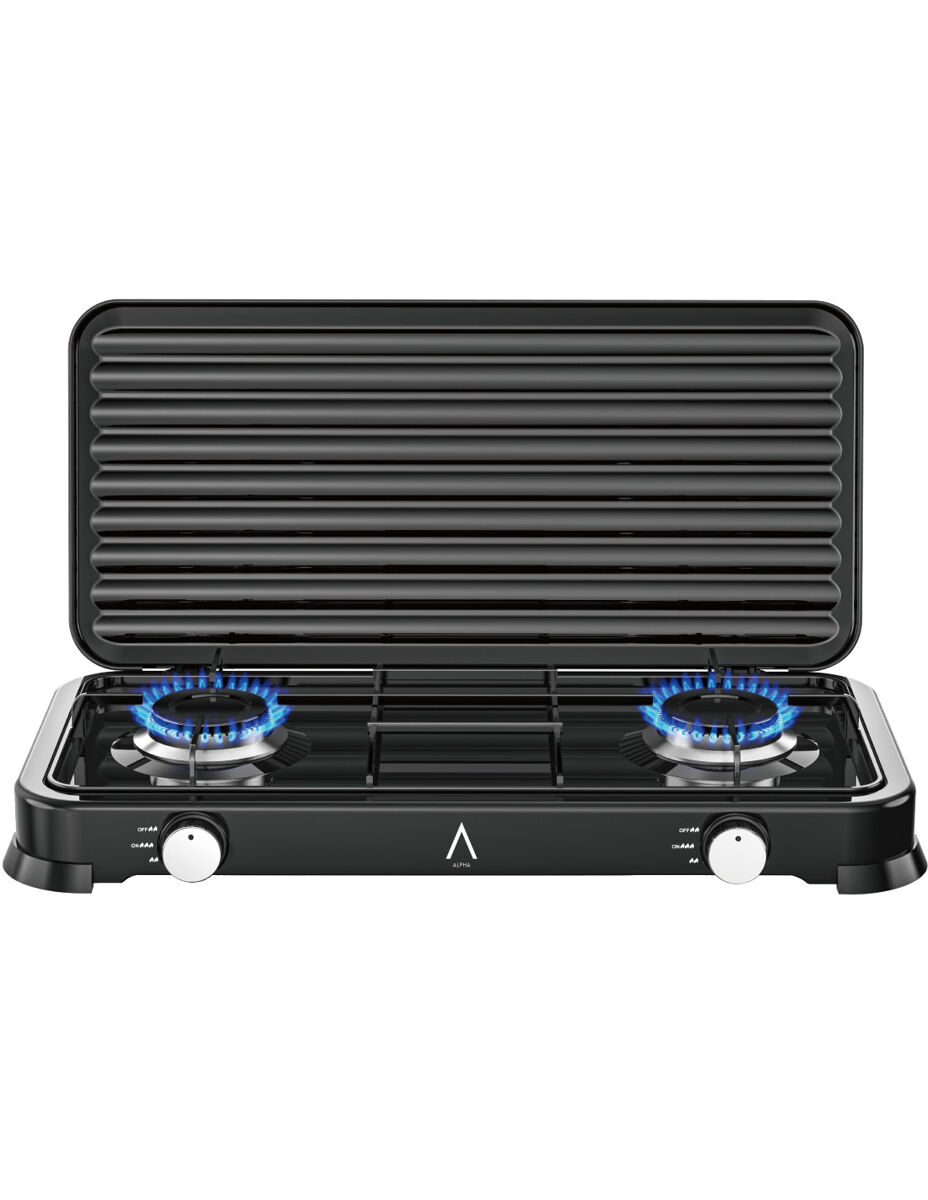 ALPHA Placa Hornillo de Gas Portátil URANO 2 con Tapa
