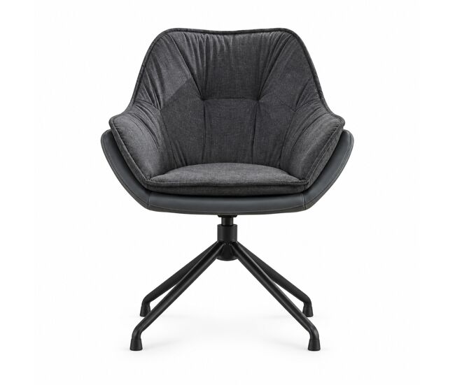 Silla de oficina doméstica - tamaño estándar - sillón con reposabrazos de cuero sintético, silla de maquillaje de asiento bajo para salón y dormitorio