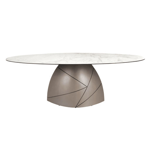 ANGEL CERDA Mesa jantar oval mármore porcelânico e aço ANGEL CERDA Mesa jantar oval mármore porcelânico e aço