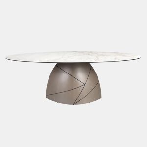 ANGEL CERDA Mesa jantar oval mármore porcelânico e aço