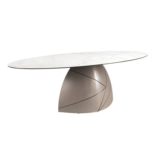 ANGEL CERDA Mesa jantar oval mármore porcelânico e aço ANGEL CERDA Mesa jantar oval mármore porcelânico e aço