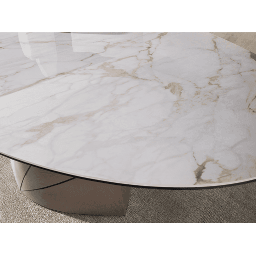 ANGEL CERDA Mesa jantar oval mármore porcelânico e aço ANGEL CERDA Mesa jantar oval mármore porcelânico e aço