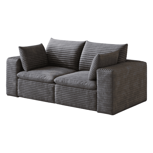 Sofá modular de 180 cm, 2 lugares u2013 design de dupla camada, estofo em veludo cotelê, almofadas removíveis u2013 cinzento escuro Sofá modular de 180 cm, 2 lugares u2013 design de dupla camada, estofo em veludo cotelê, almofadas removíveis u2013 cinzento escuro
