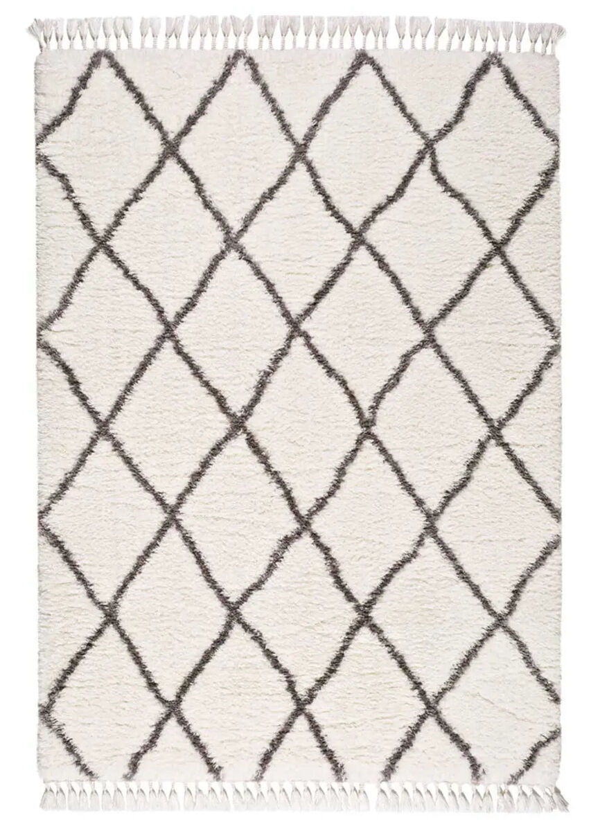 Alfombra shaggy étnica blanco samira, 140x200 cm - atticgo