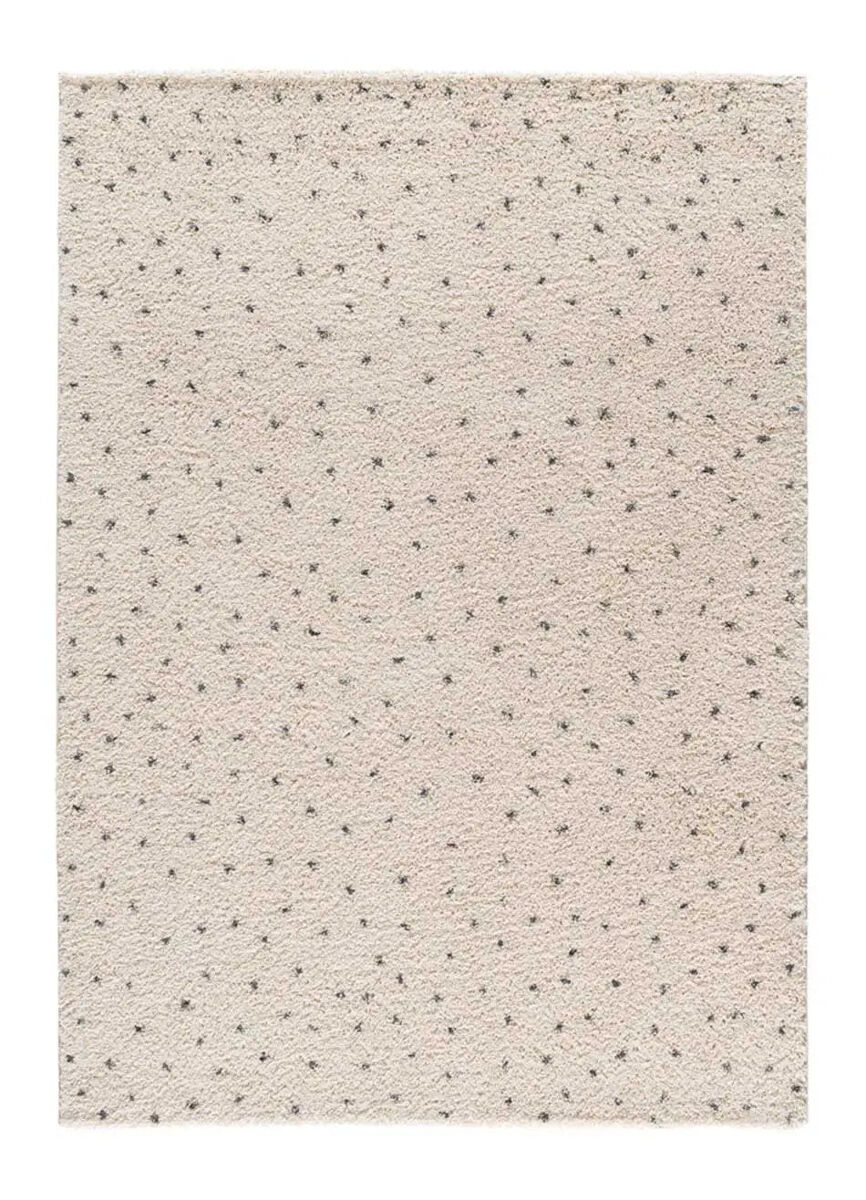 Alfombra shaggy moderna crema / negro lush, 80x150 cm - atticgo