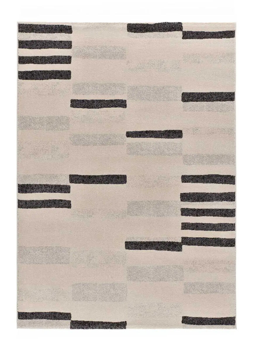 Alfombra geométrica beige / negro lessia, 80x150 cm - atticgo