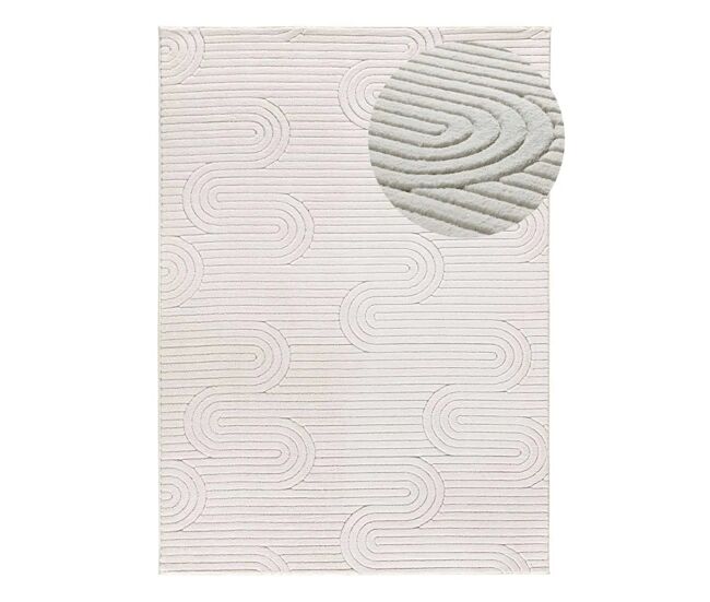 Alfombra geométrica con relieve crema estilo, 200x290 cm - atticgo
