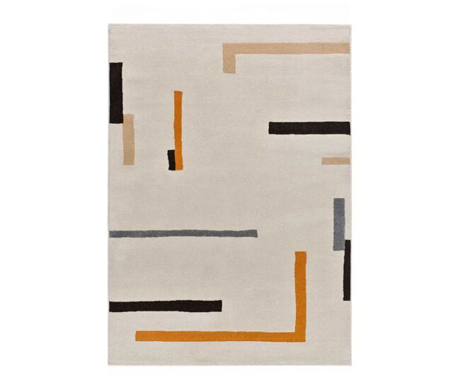 Alfombra geométrica naranja / beige LESSIA, 140x200 cm - ATTICGO