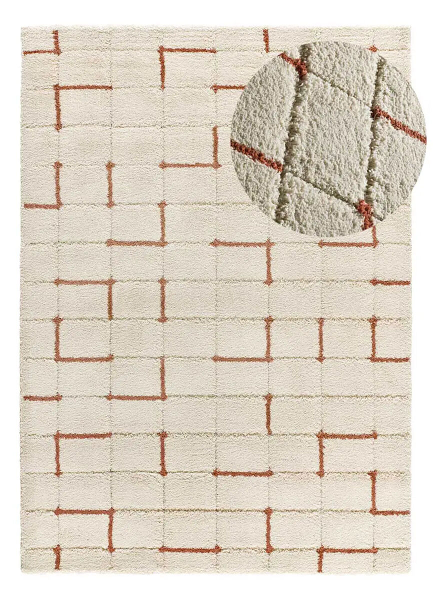 Alfombra shaggy geométrica con relieve caldera brenda, 200x290 cm - atticgo