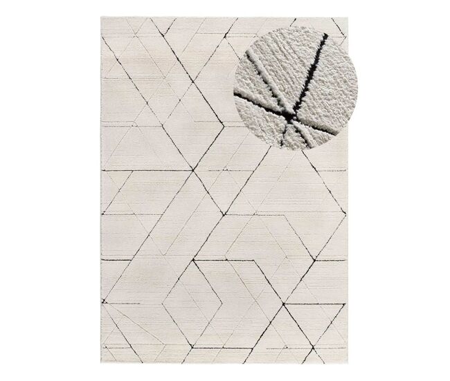 Alfombra geométrica con relieve blanco / negro TURIN, 160x230 cm - ATTICGO