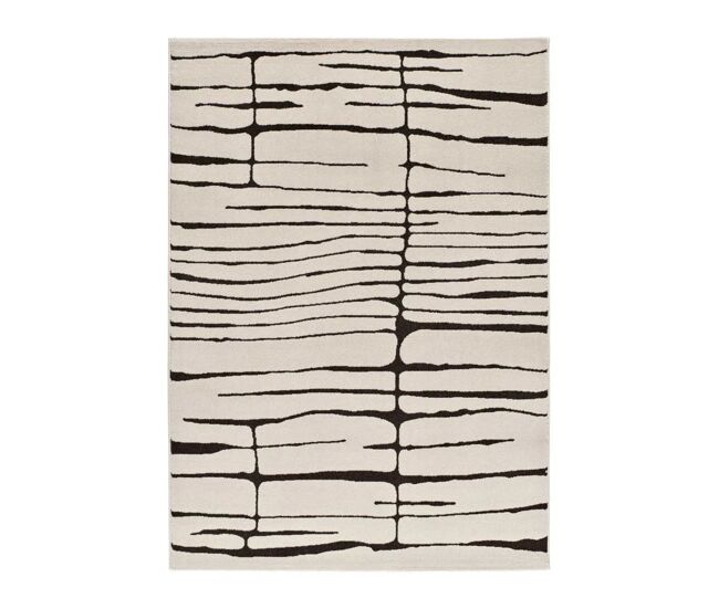 Alfombra moderna blanco / negro RETRO, 80x150 cm - ATTICGO