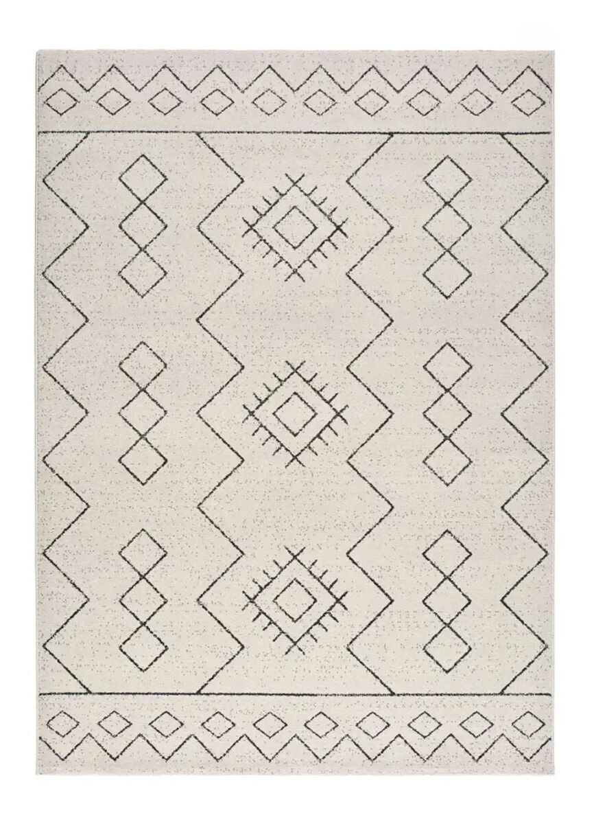 Alfombra étnica blanco / negro malika, 60x120 cm - atticgo