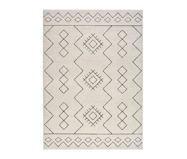 Alfombra étnica blanco / negro malika, 60x120 cm - atticgo
