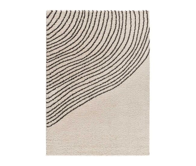 Alfombra shaggy abstracta blanco / negro lush, 140x200 cm - atticgo