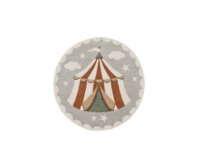 Alfombra infantil redonda circo Multicolor BEATS, 120x120 cm - ATTICGO