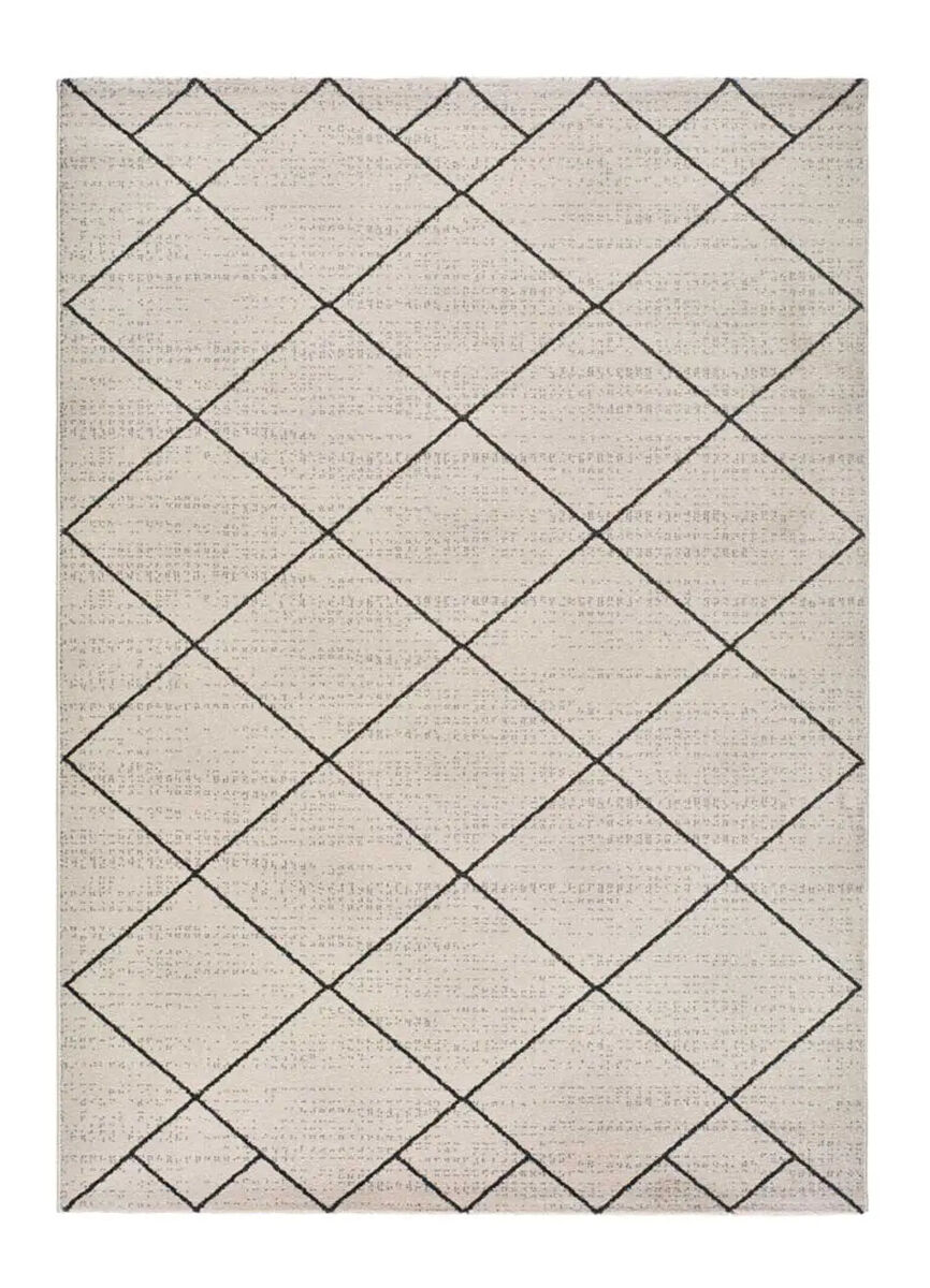 Alfombra étnica blanco / negro malika, 160x230 cm - atticgo