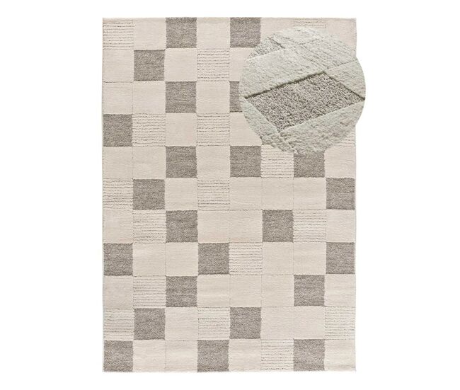 Alfombra geométrica con relieve crema VERONA, 120x170 cm - ATTICGO