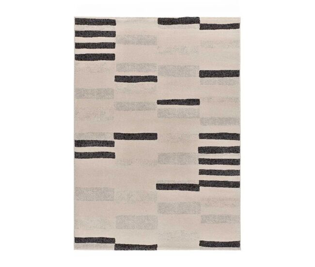 Alfombra geométrica beige / negro lessia, 120x180 cm - atticgo