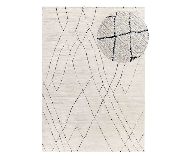 Alfombra bereber con relieve blanco / negro TURIN, 80x150 cm - ATTICGO