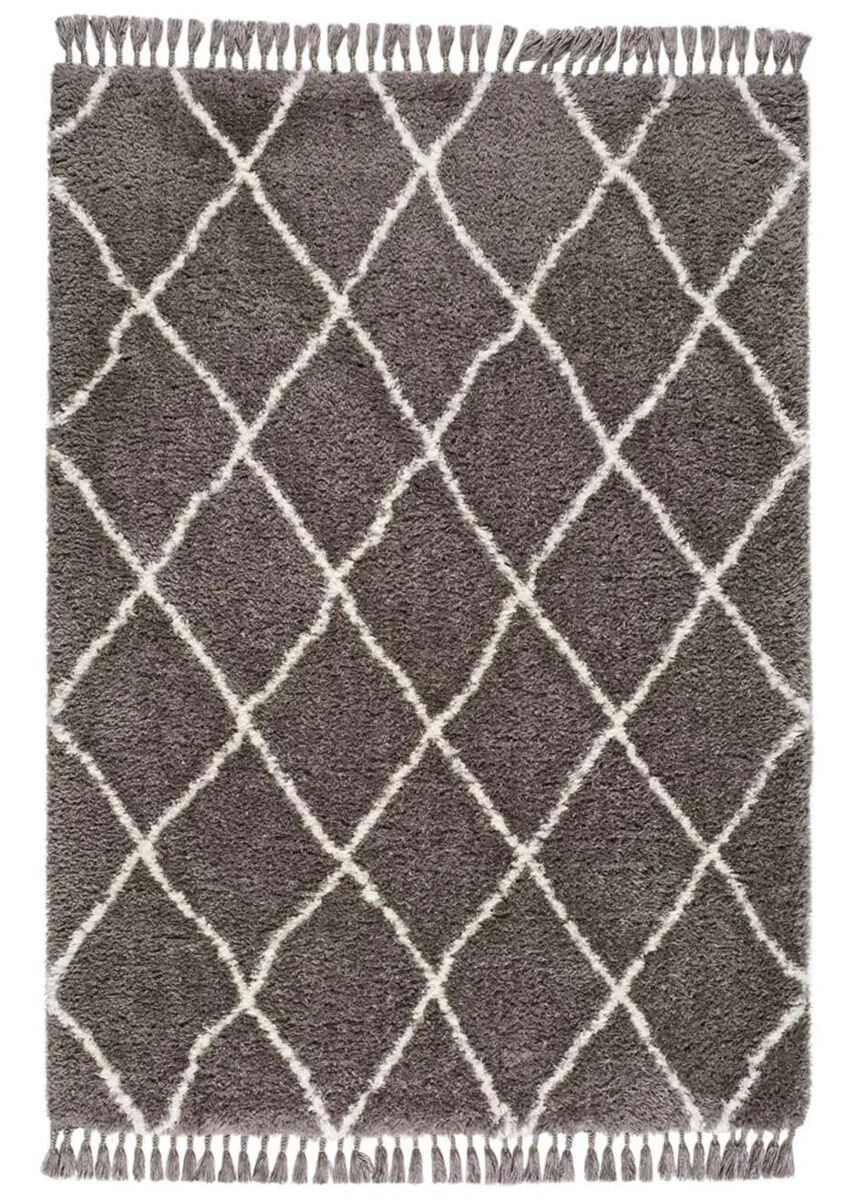 Alfombra shaggy étnica gris samira, 120x170 cm - atticgo