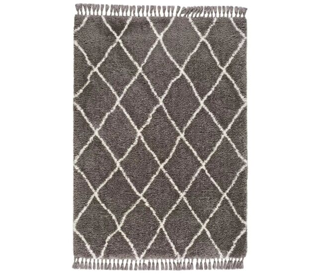 Alfombra shaggy étnica gris samira, 120x170 cm - atticgo
