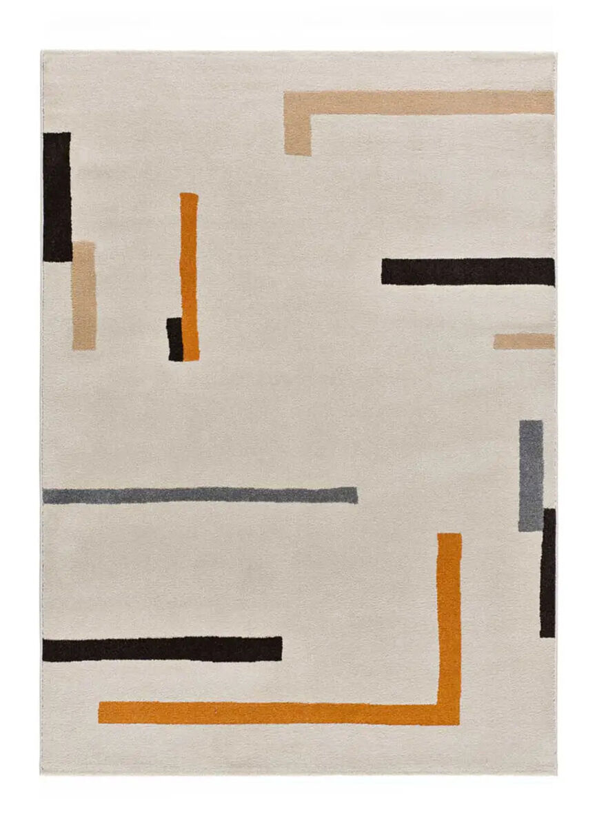 Alfombra geométrica naranja / beige lessia, 80x150 cm - atticgo