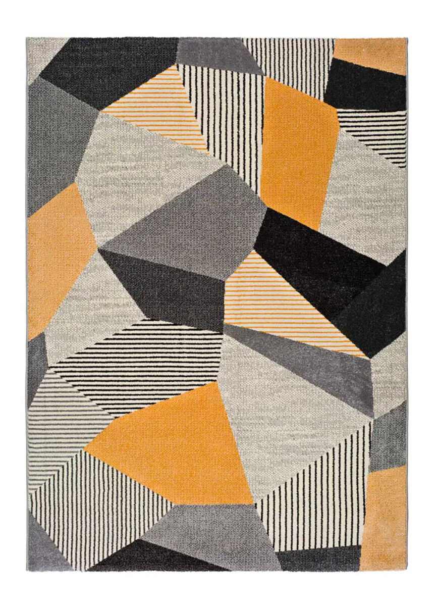 Alfombra geométrica gris / mostaza gladys, 160x230 cm - atticgo