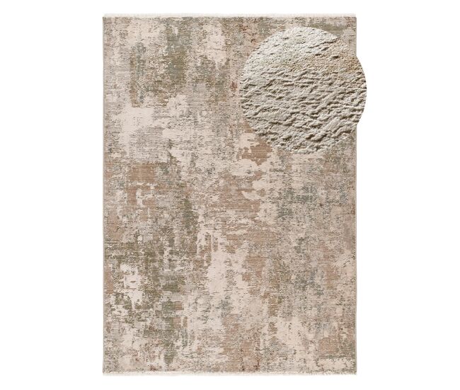 Alfombra abstracta con flecos verde / beige ONA, 200x290 cm - ATTICGO