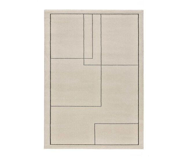 Alfombra geométrica blanco / negro los angeles lines, 140x200 cm - atticgo