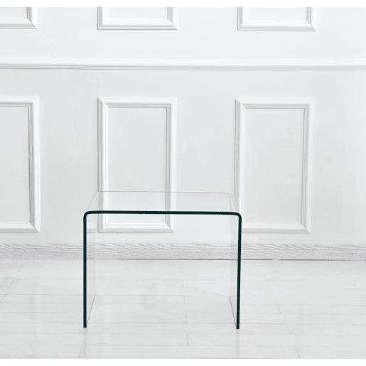 Mesa auxiliar 50 x 40 x 45 cm - Vidro temperado curvo transparente - Transparente Mesa auxiliar 50 x 40 x 45 cm - Vidro temperado curvo transparente - Transparente
