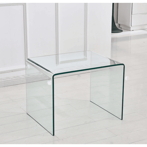 Mesa auxiliar 50 x 40 x 45 cm - Vidro temperado curvo transparente - Transparente Mesa auxiliar 50 x 40 x 45 cm - Vidro temperado curvo transparente - Transparente