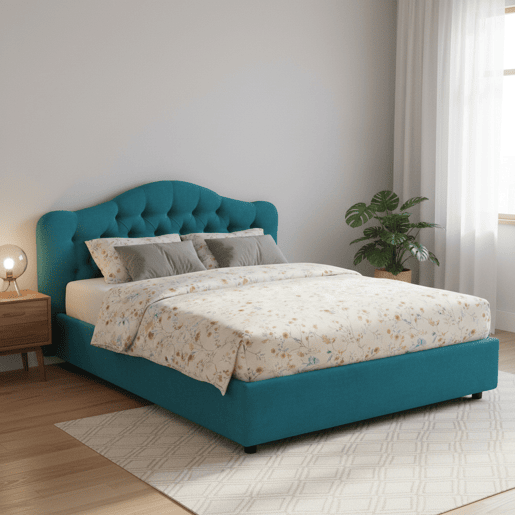 Cama de Casal com Capa RemovĂvel em Tecido Cama de Casal com Capa RemovĂvel em Tecido
