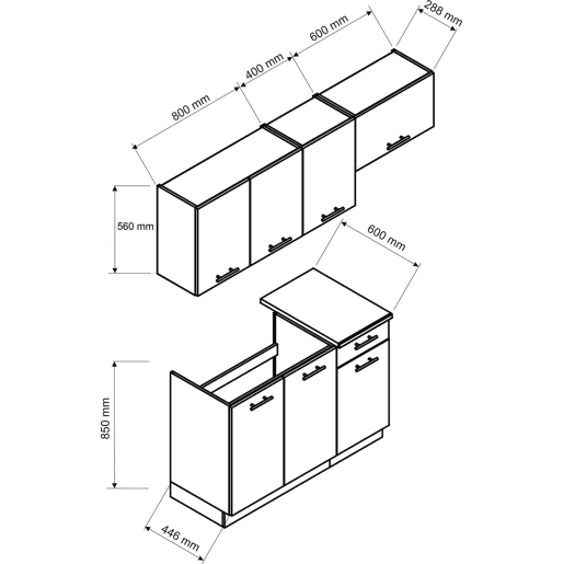 Cozinha Modular em Madeira Melaminada Cozinha Modular em Madeira Melaminada