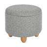 Banco redondo 39x39x33 cm - com espaço de arrumação e apoio para os pés multifuncional - cinzento claro
