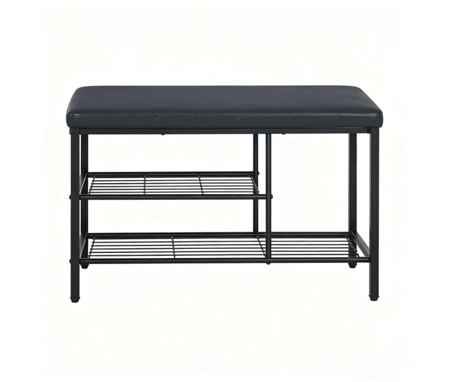 Banco zapatero 80 cm - con asiento acolchado y almacenamiento compacto - negro