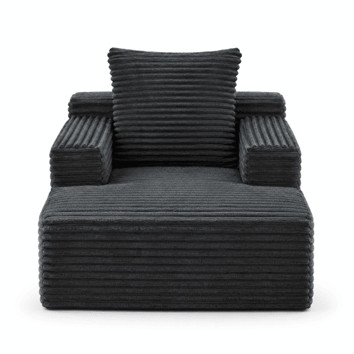 Sofá chaise longue de 1 lugar - Estofado em veludo cotelê, sofá-cama moderno sem montagem, poltrona reclinável confortável - Cinza escuro
