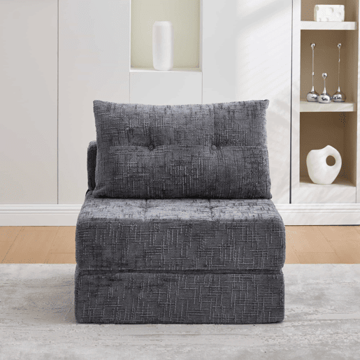 Sofá-cama dobrável - sofá-cama com almofadas, colchão dobrável com encosto, sofá dobrável portátil, sofá de chão confortável para a sala de estar e o quarto - cinzento