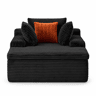 Sofá-cama de 1 lugar - sofá de chão sem estrutura, estilo «nuvem» moderno com chaise longue, sofá confortável para a sala de estar, 3 almofadas e 1 manta, sem montagem - preto